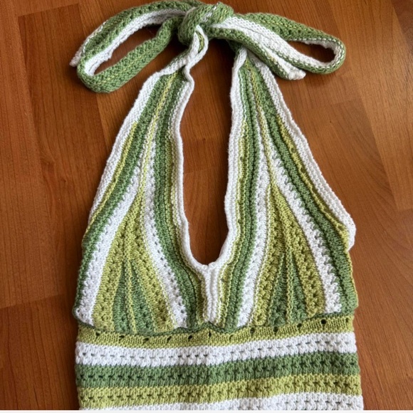 Hollister Green and White Crochet Halter Top - Picture 2 of 4
